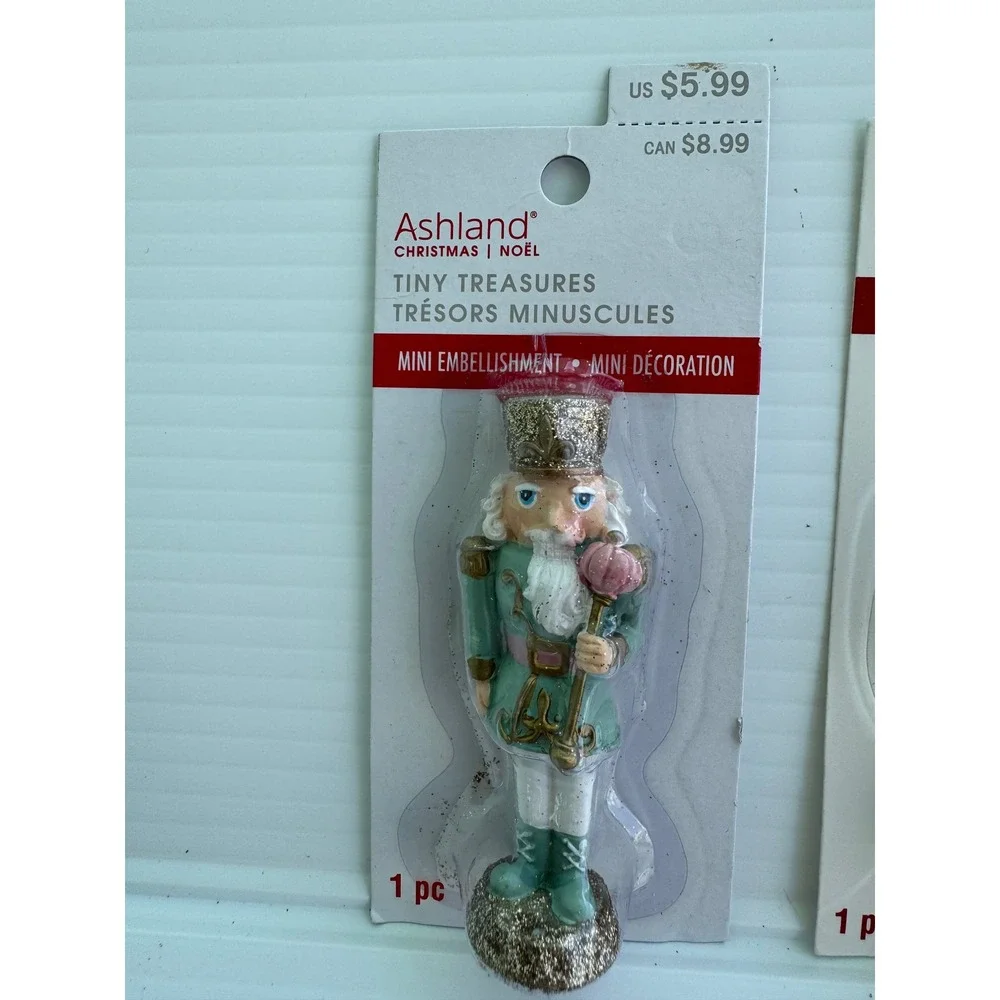 Ashland Tiny Treasures Christmas Mini Embellishments Nutcracker Mouse King Set 2